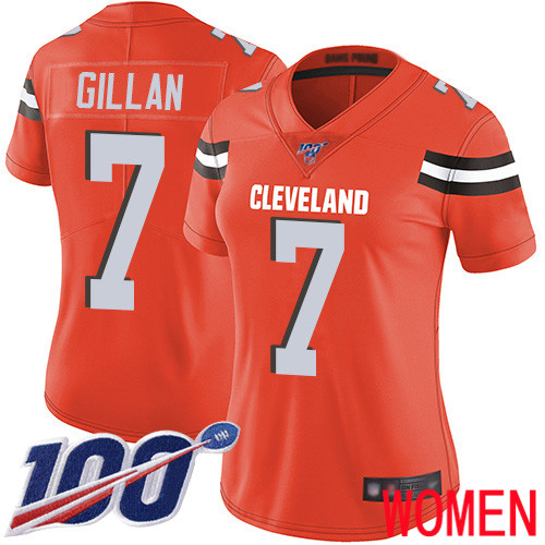 Cleveland Browns Jamie Gillan Women Orange Limited Jersey 7 NFL Football Alternate 100th Season Vapor Untouchable